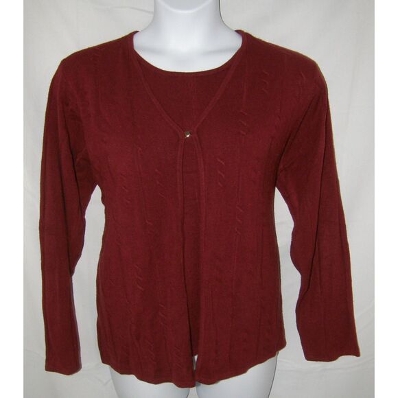 SAG HARBOR Burgundy Plus Sz 1X Casual or Dress Layer Look Soft Stretchy Sweater - Picture 1 of 4
